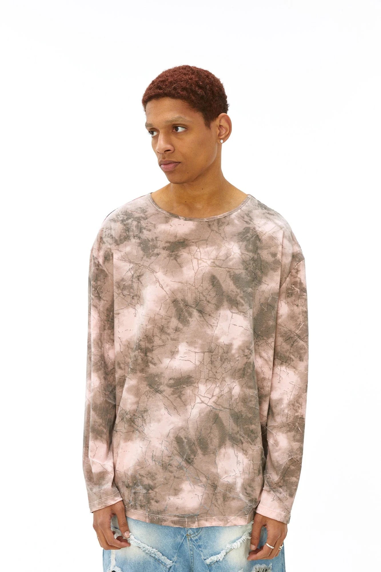 VANN VALRENCE Distressed Tie-Dye Oversized T-Shirt