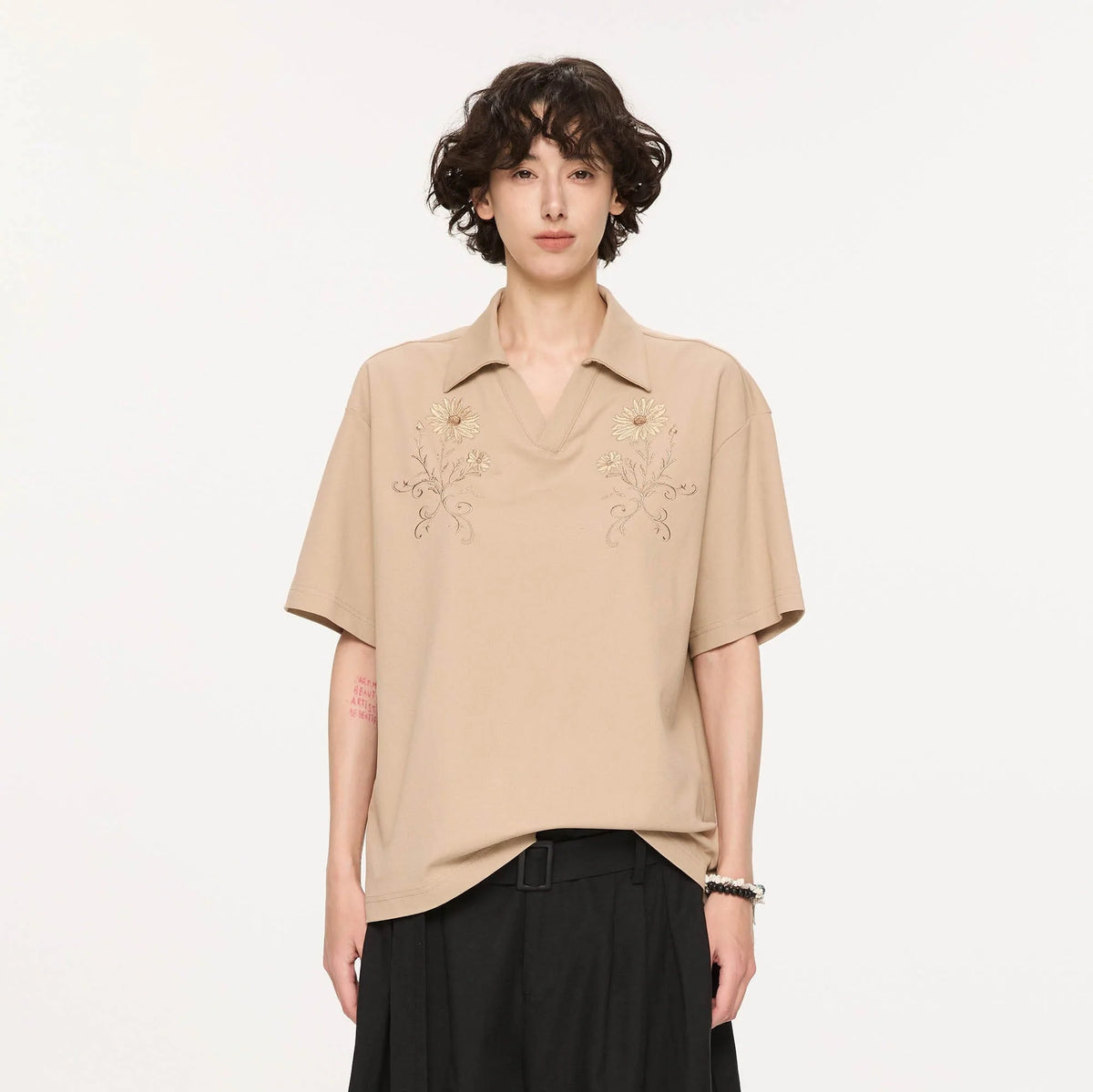 KREATE Daisy Embroidered Polo T-Shirt