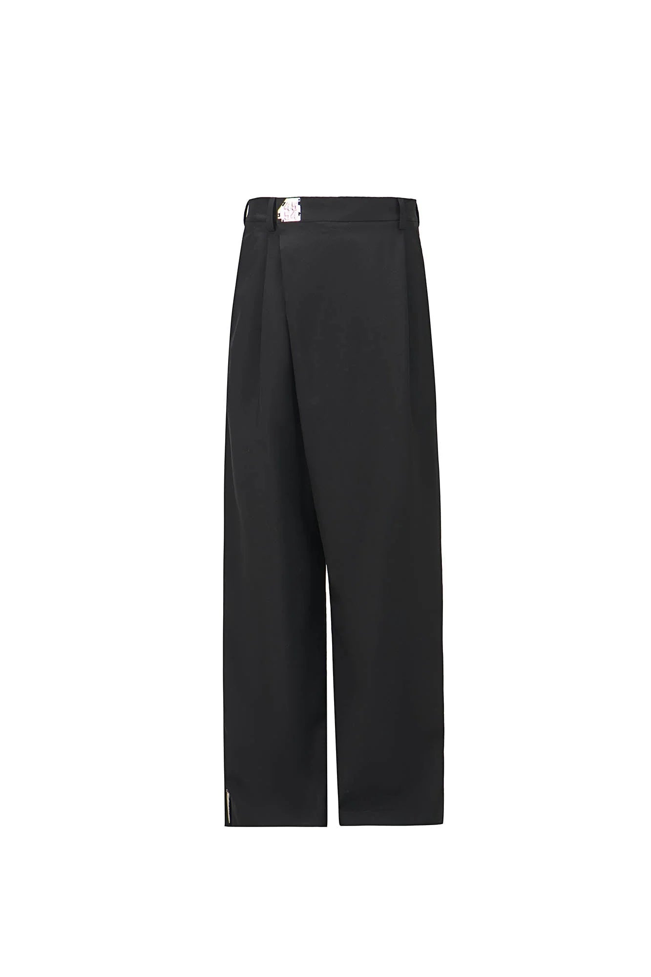 455EMBLE Side-Zip Asymmetrical PU-Pocket Pants
