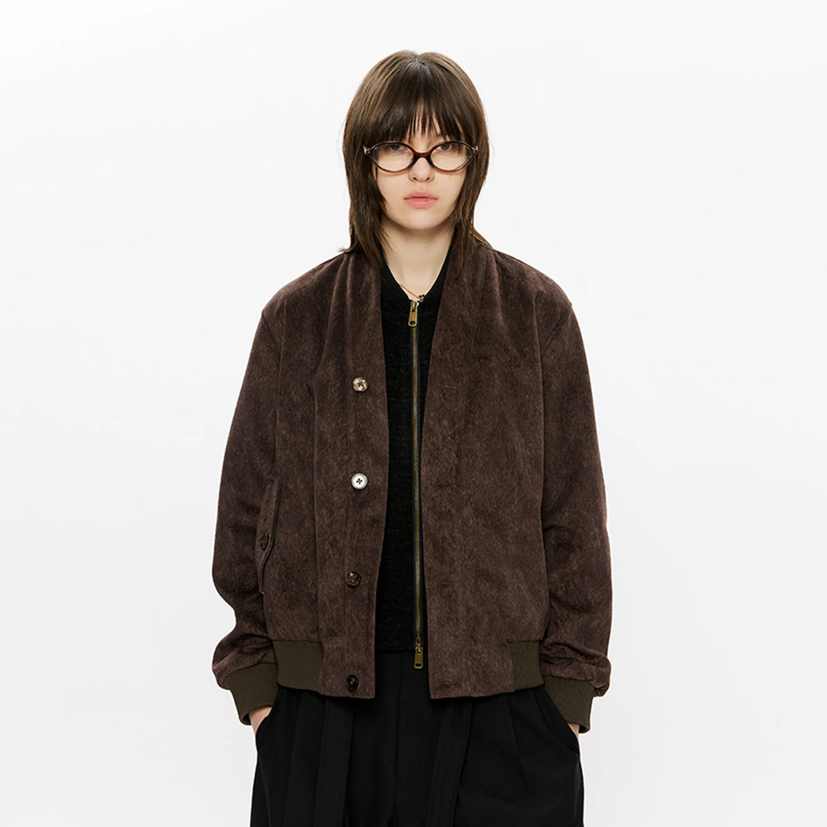 KREATE Faux Layered-Look V-Neck Jacket