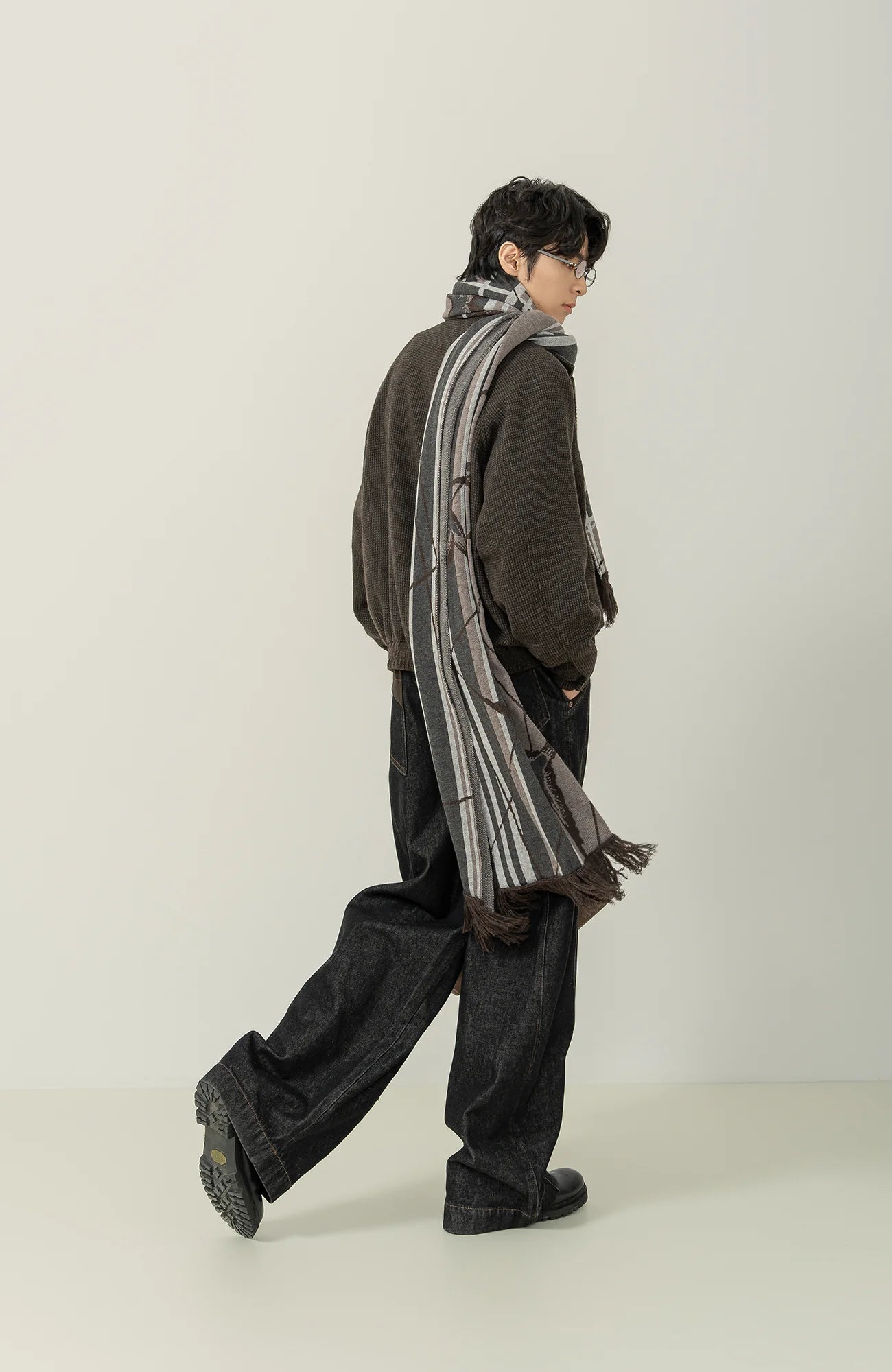 MOITIEDEPETALE Plaid Panels Wool-Blend Jacket