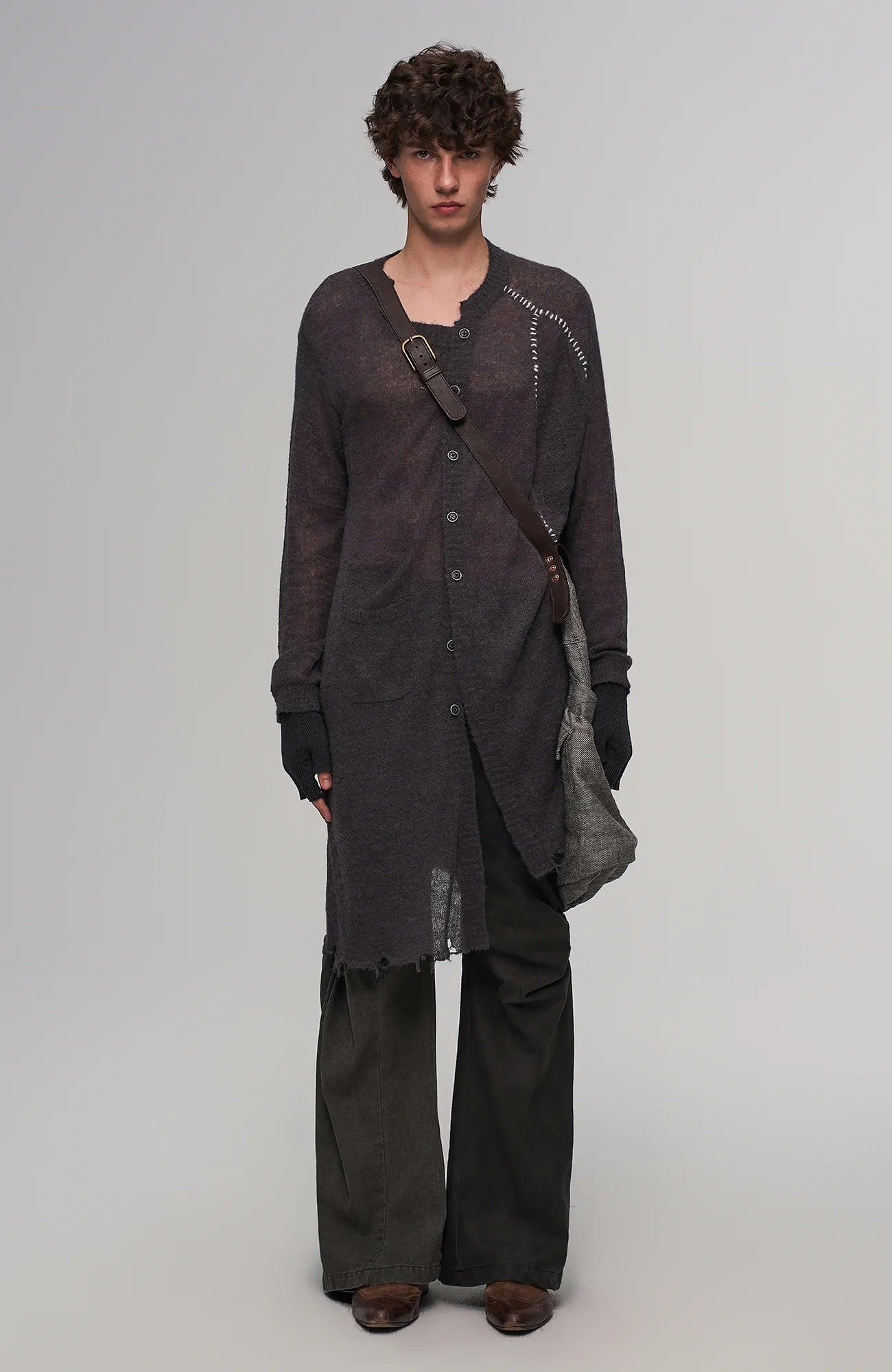 ILNya Nieternite Nifutur Contrast-Spliced Twist-Knee Flared Trousers