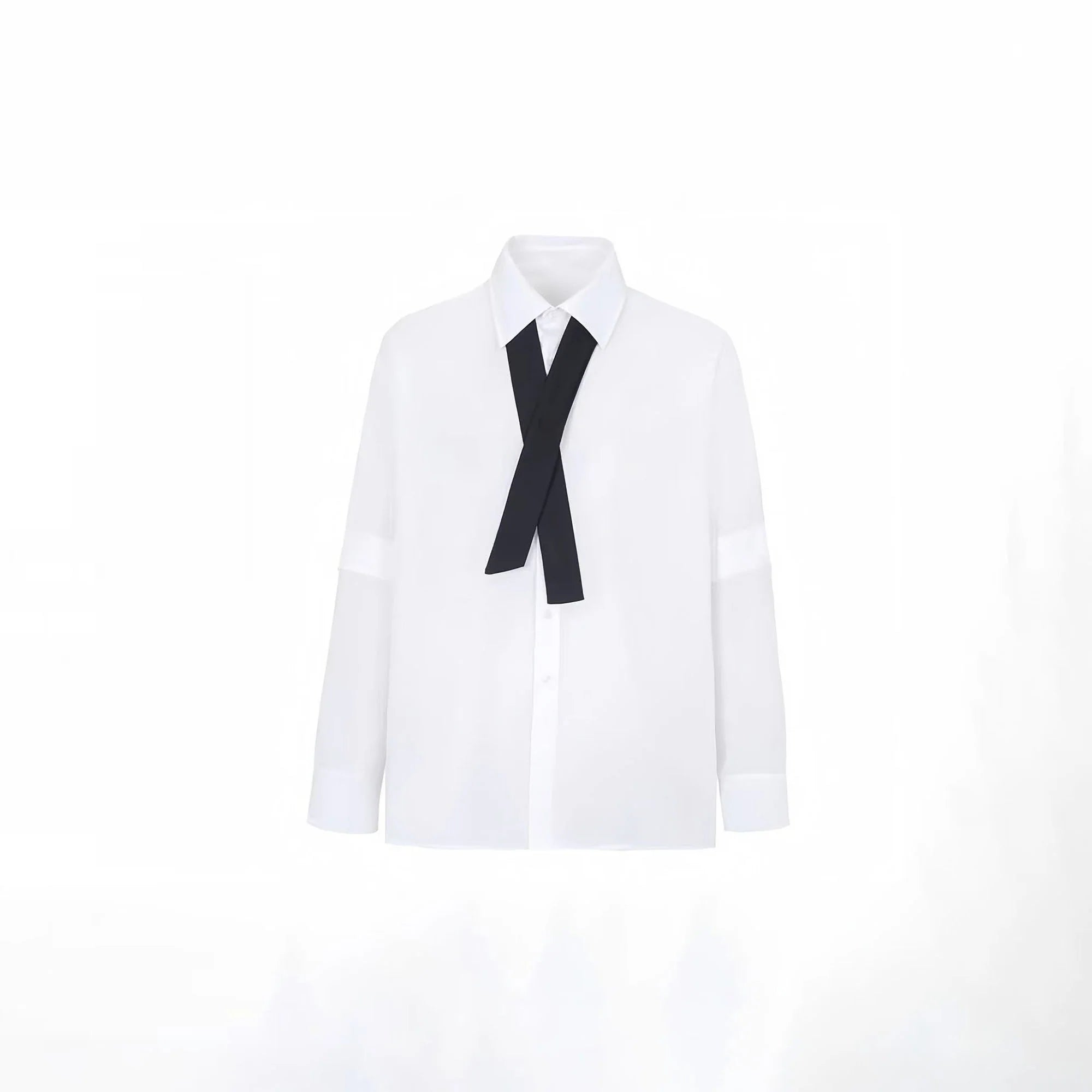 TUIMU Cross Tie Detachable Sleeve Shirt