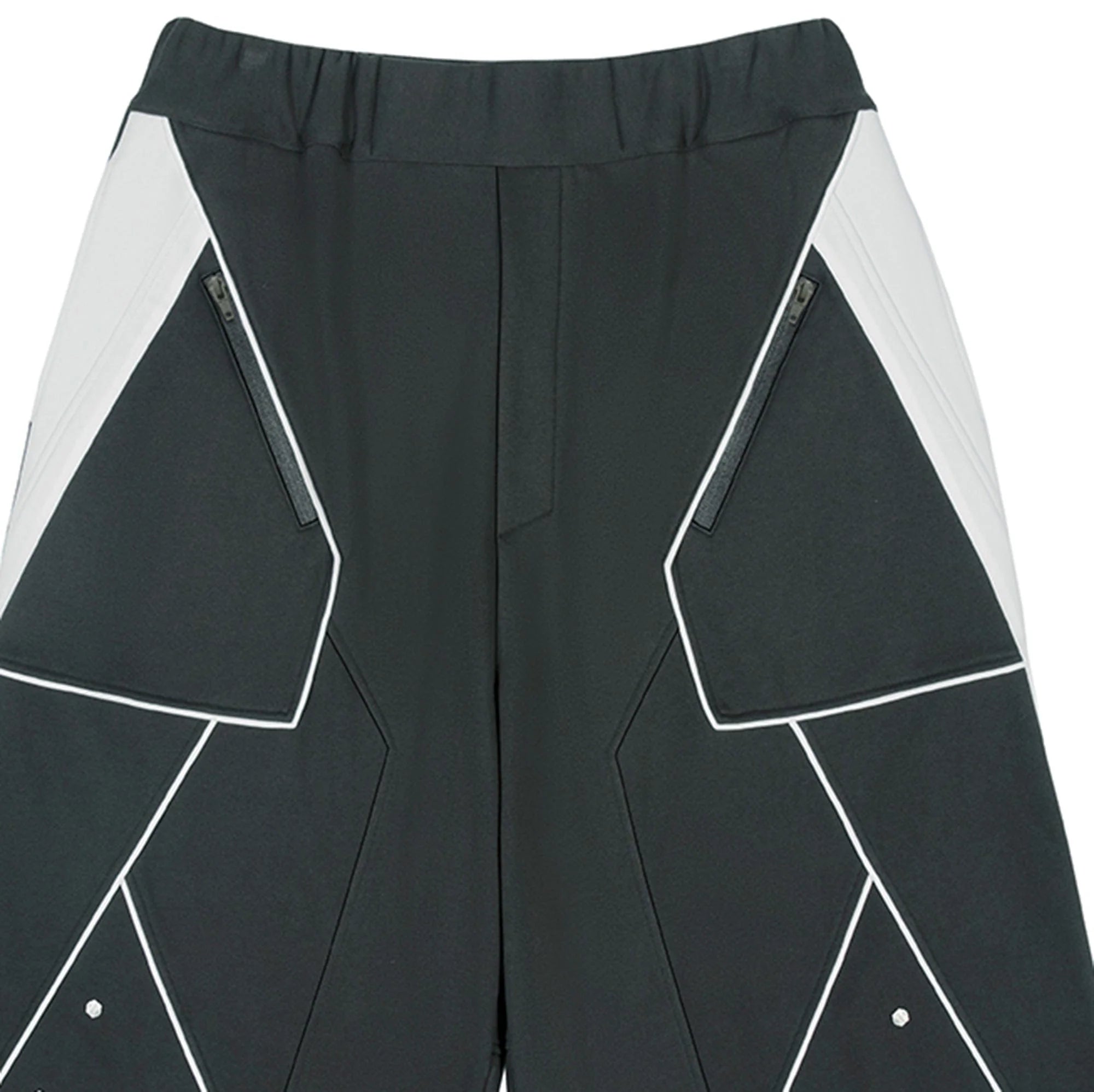 XIPHEVIL Deconstructed Zipper Rivet Shorts Black