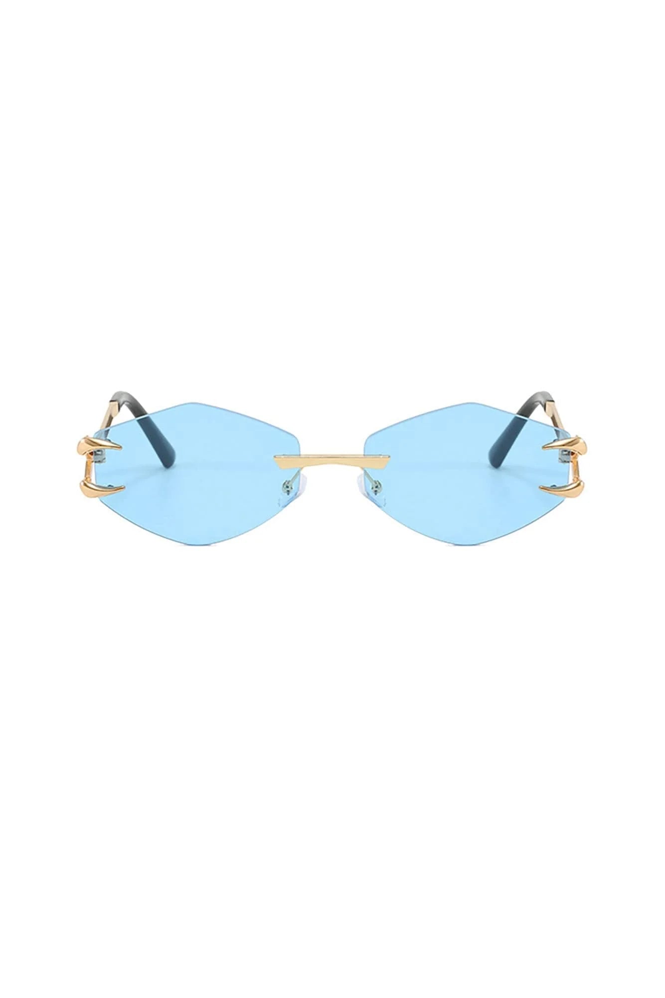 DAMAGE ASIA Claw Temple Gradient Hex Lens Rimless Sunglasses