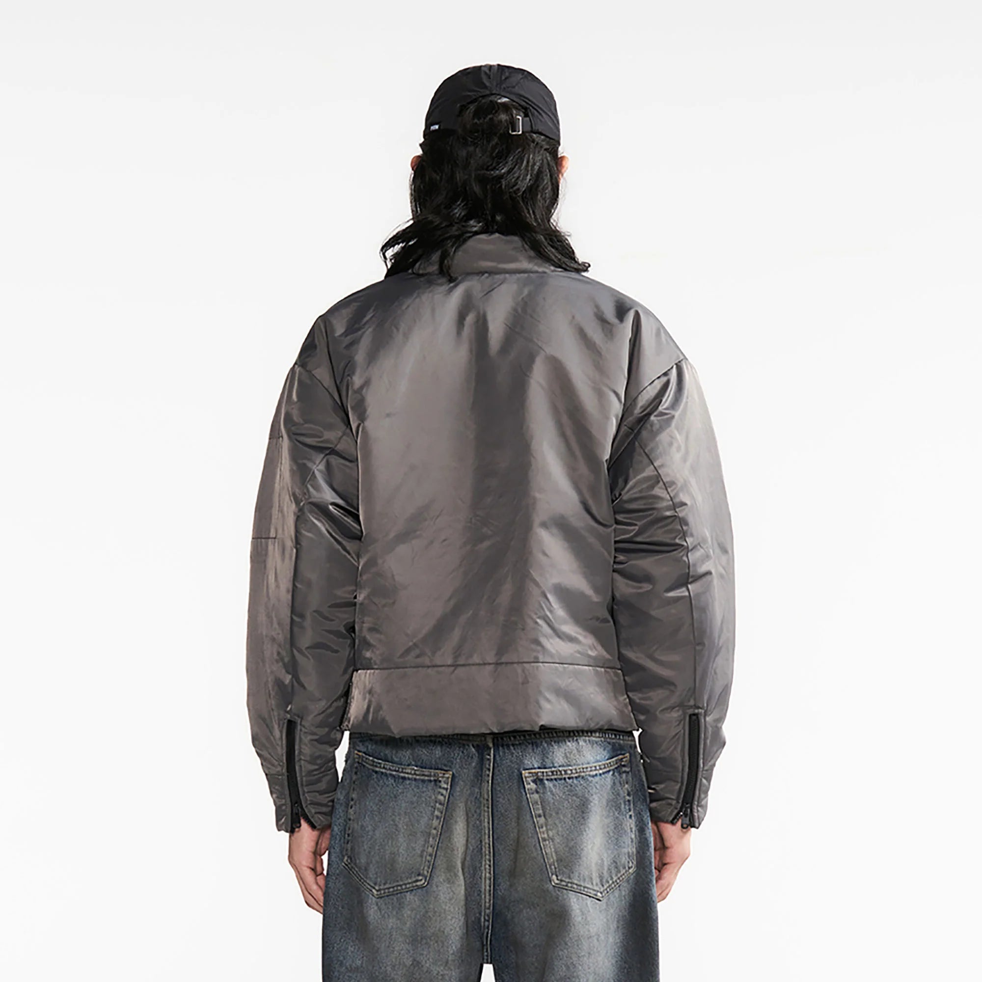 PMW Satin Cropped Bomber Jacket