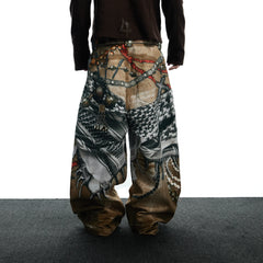 DND4DES Antique Jewelry Print Baggy Jeans