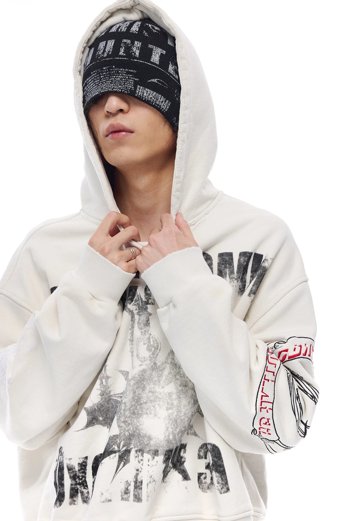 WHISTLEHUNTER Washed Graphic Embroidered Hoodie