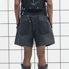 455EMBLE Layered Boxing PU Shorts