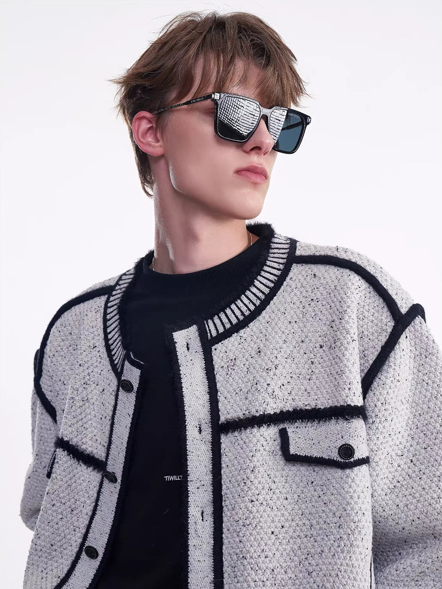 TIWILLTANG Contrast Stitch Knit Jacket