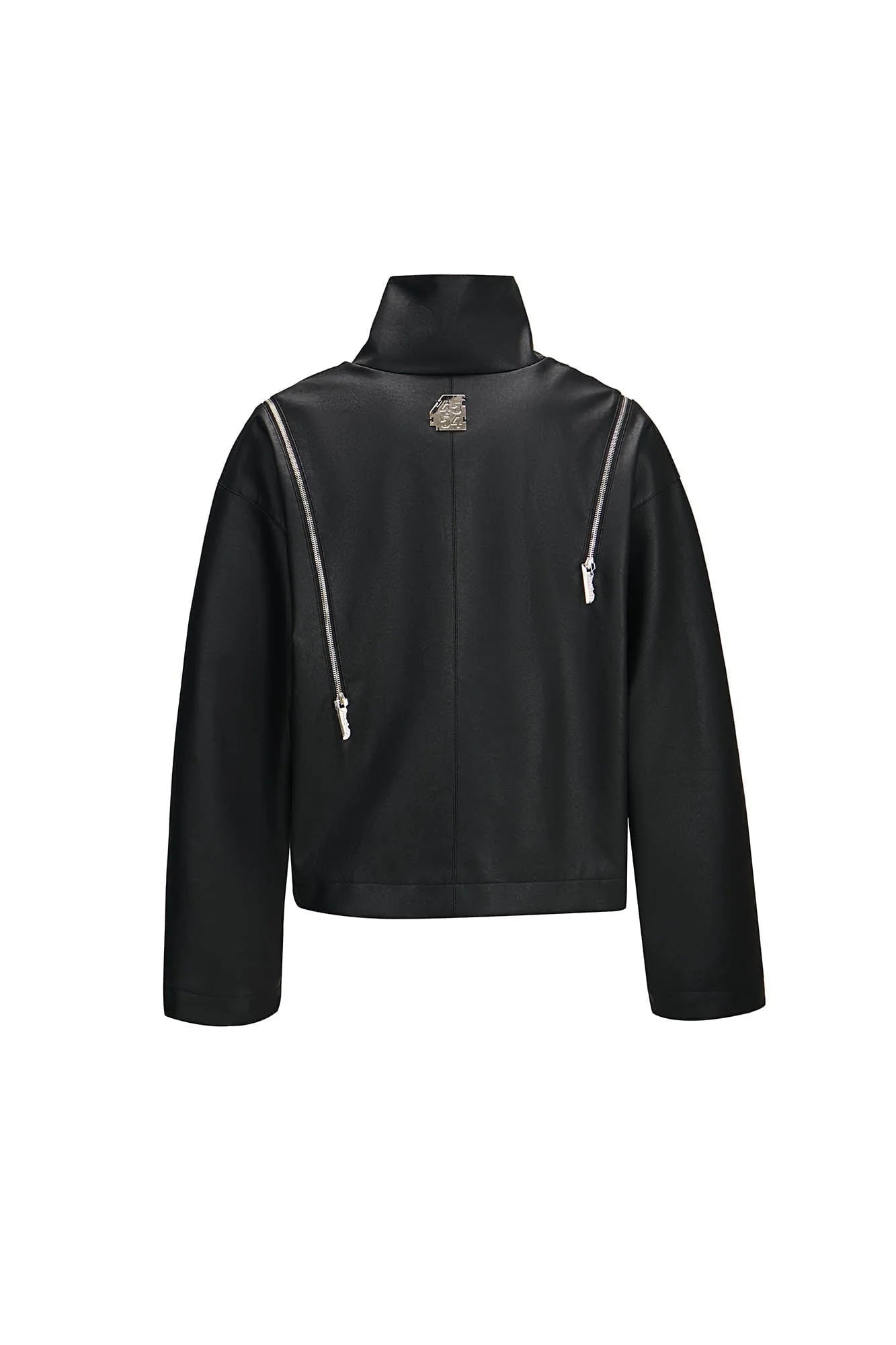 455EMBLE Multi-Zip Studded High-Collar PU Jacket