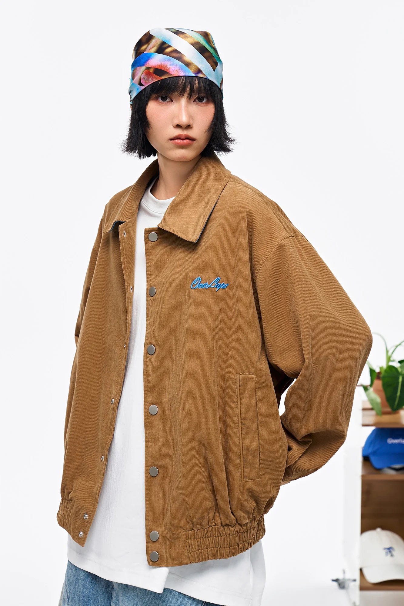 OVERLAPS Embroidered LOGO Utility Snap Jacket