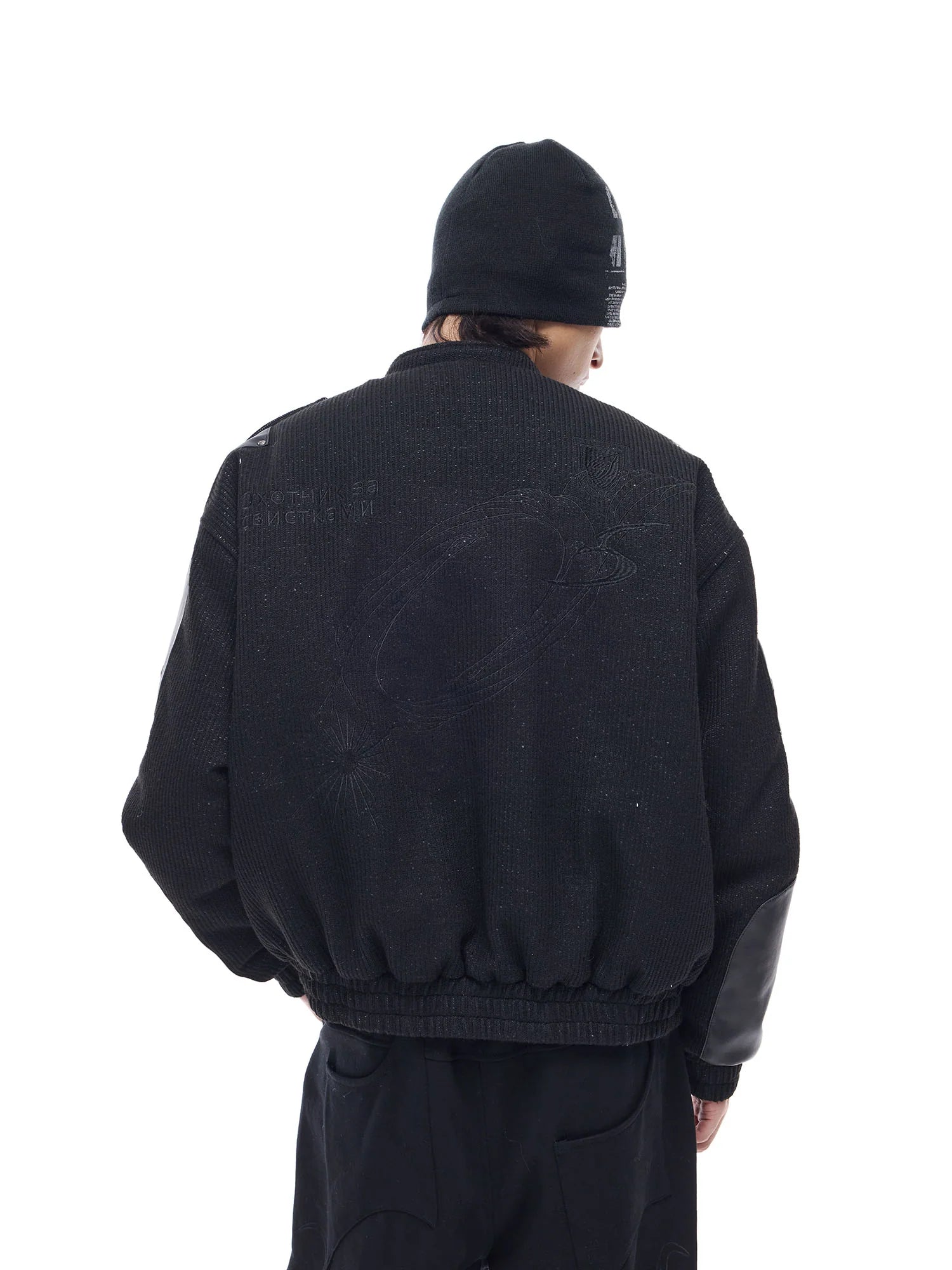 WHISTLEHUNTER Faux Leather-Panel Utility Bomber Jacket