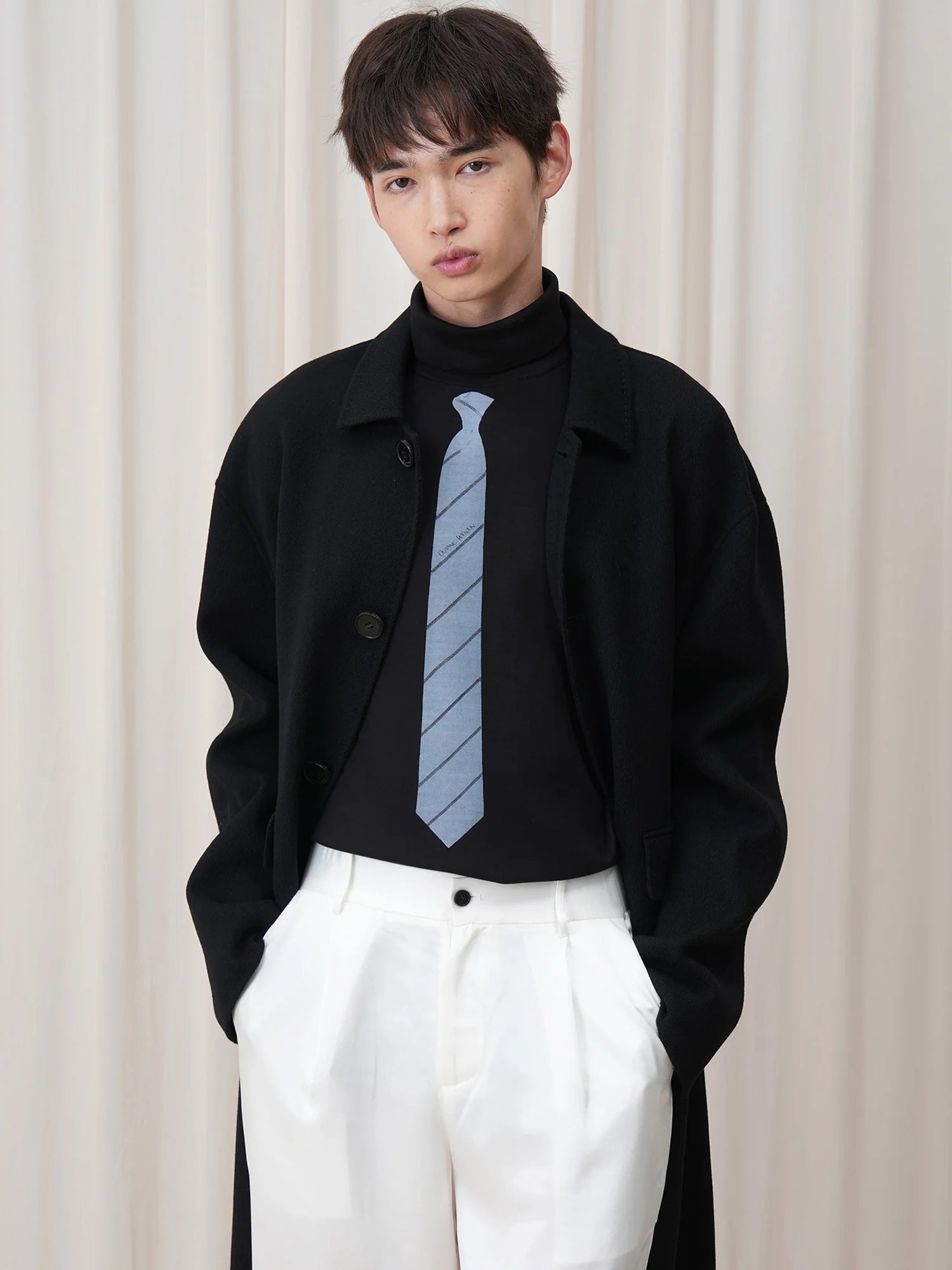 OUYANG WENJUN Minimal Wool Oversized Coat Black