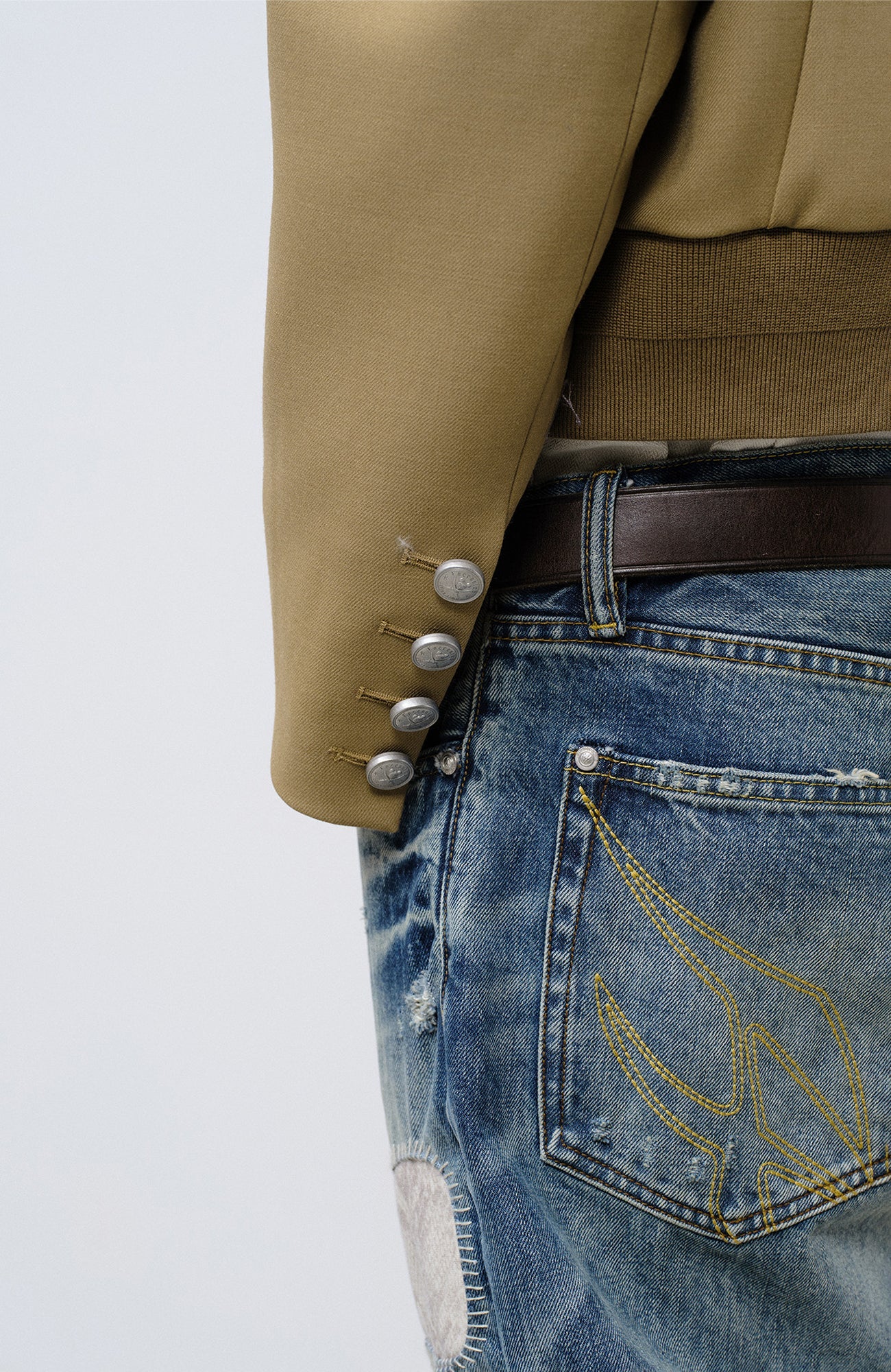 FACEONLAB Arm-Patched Bomber Jacket Khaki