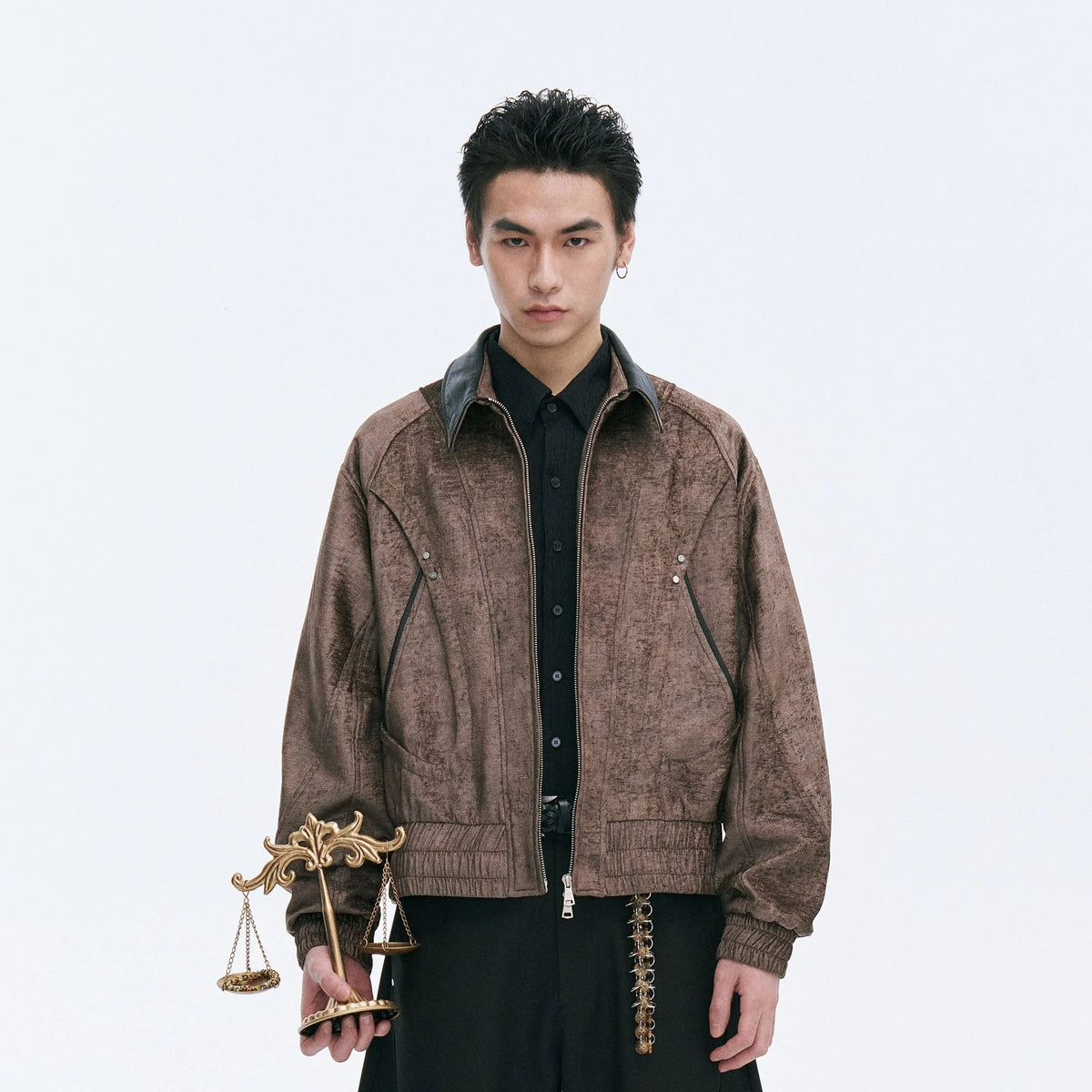 CATSSTAC Velvet Leather-Collar Elastic Jacket