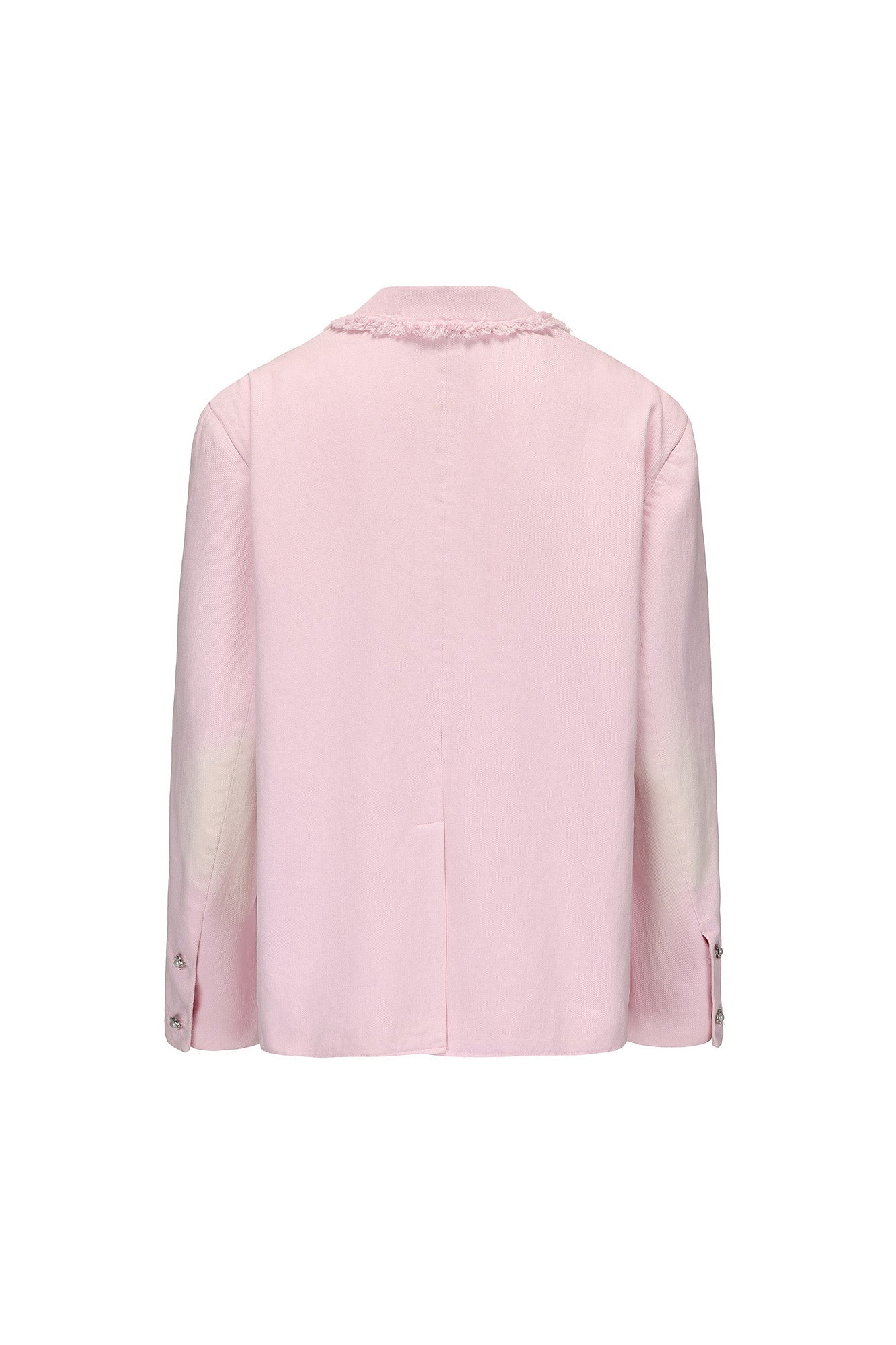 VANN VALRENCE Washed Beaded Frayed Denim Jacket