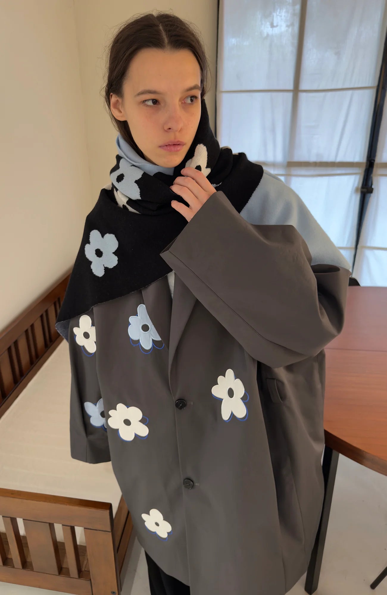 MIICHOUS Floral Paneled Detachable Liner Coat
