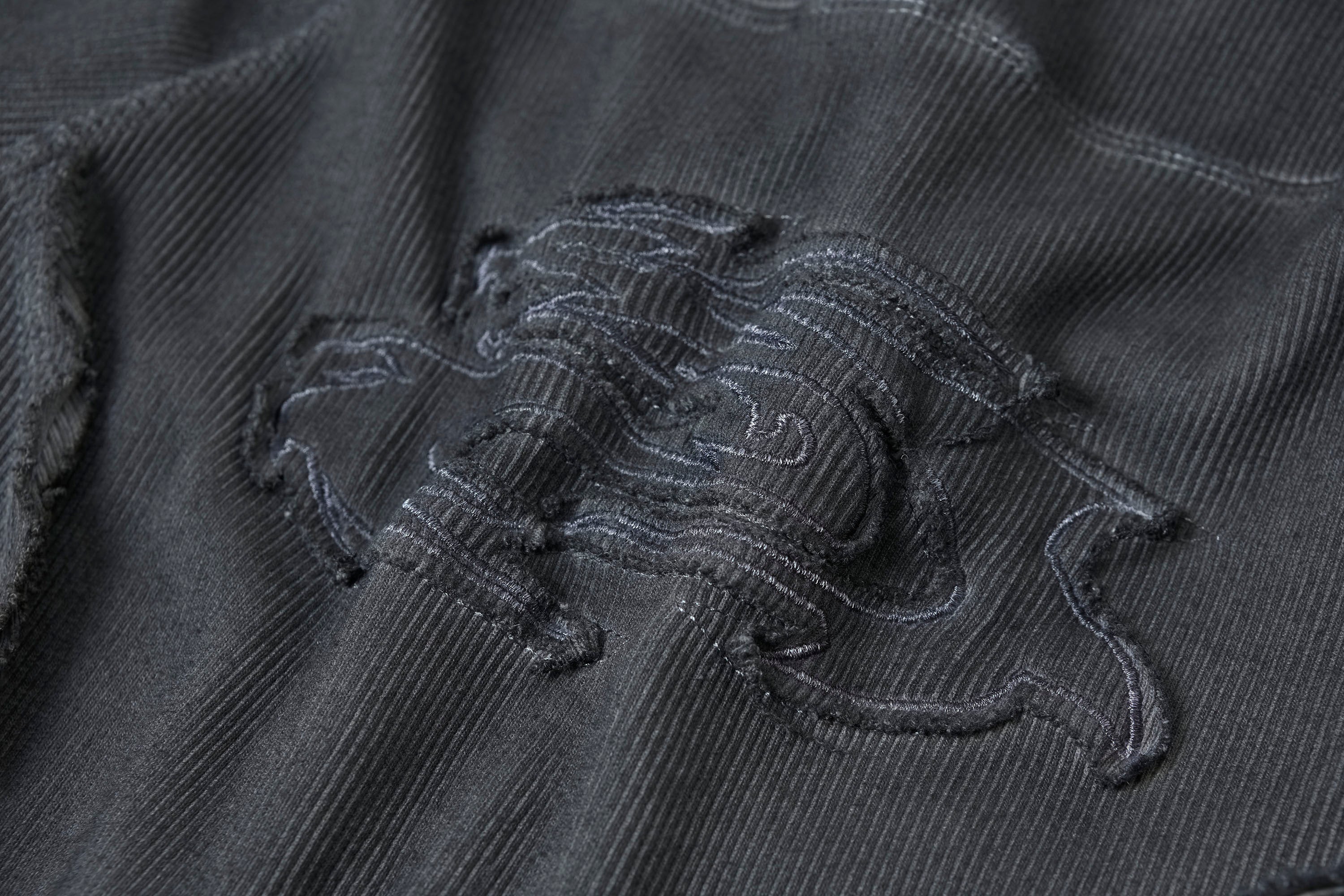 CLP Distressed Raw-Seam Paneled Long-Sleeve Tee