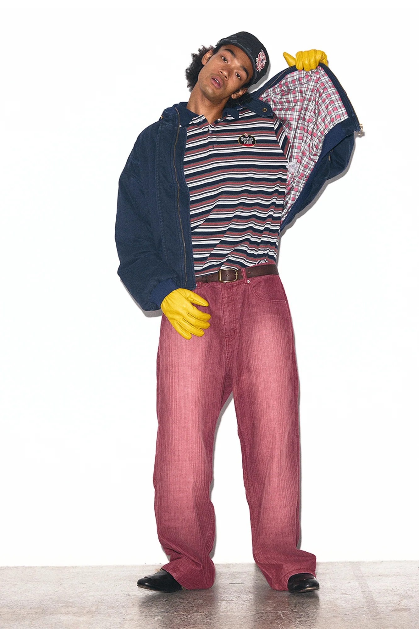 TRECLUB Check-Lined Mock-Neck Puffer Jacket