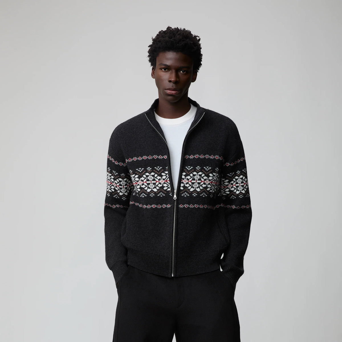 OPICLOTH Fair Isle Jacquard Knit Cardigan
