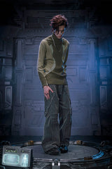 XIPHEVIL Layered Paneled Robotic Wide-Leg Pants