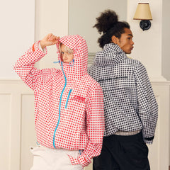 DONSMOKE Diagonal-Zip Check Teflon Windbreaker