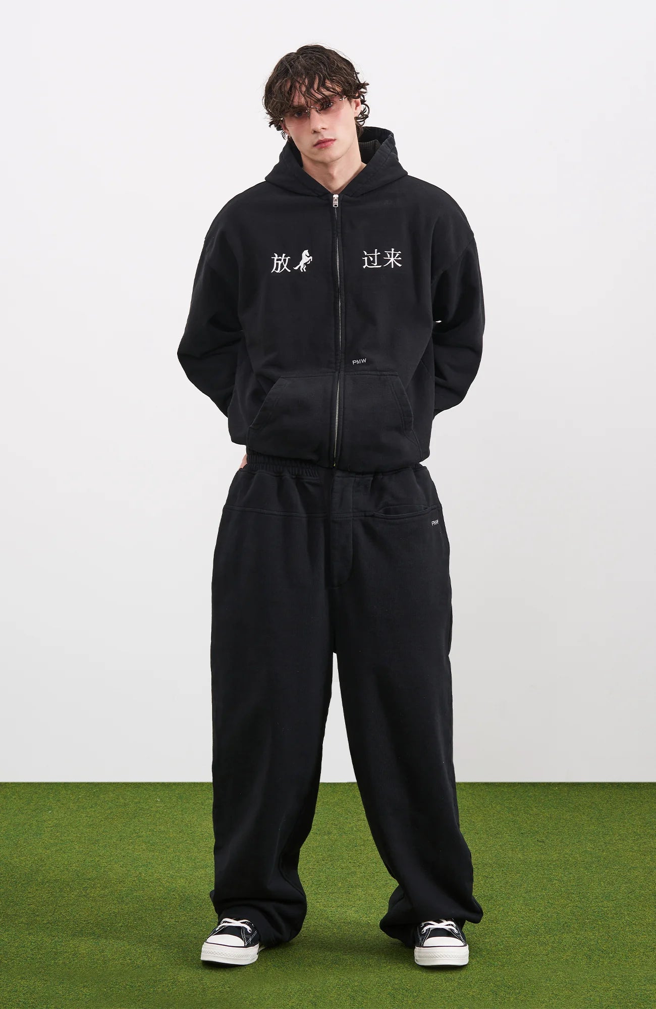 PMW Chinese Slogan Zip-Up Hoodie