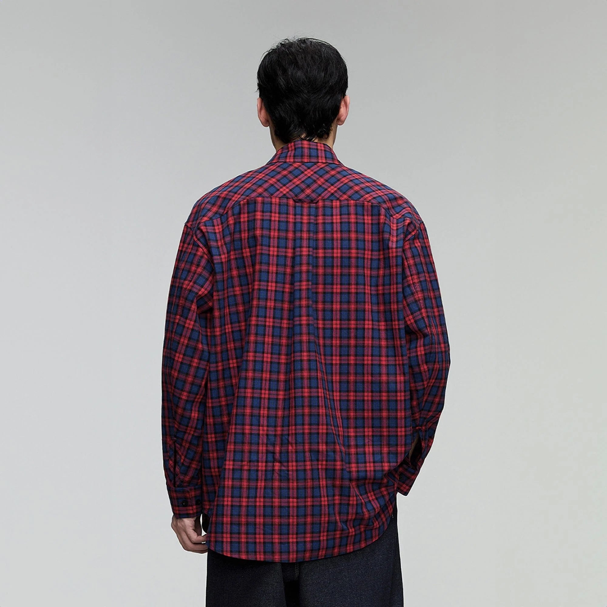 OPICLOTH Plaid Oversized Button-Up Shirt