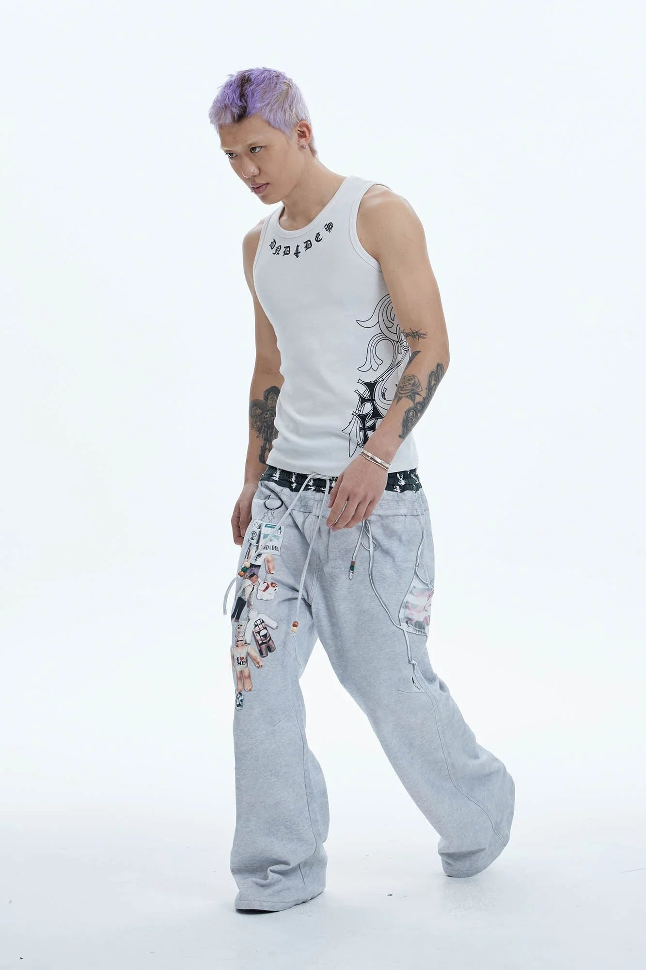 DND4DES Doll Charm Graphic Double-Waist Sweatpants