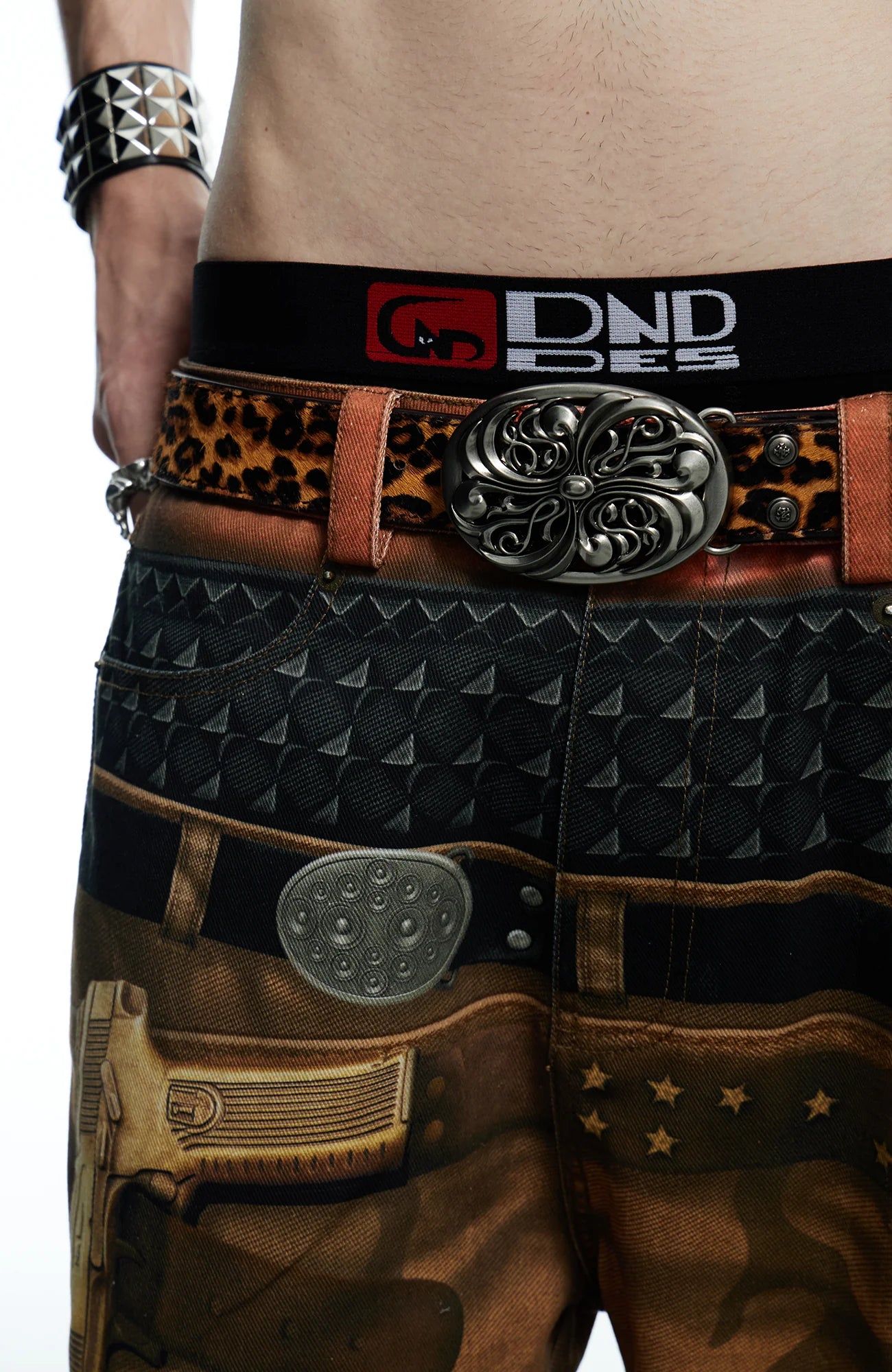 DND4DES Filigree Buckle Horsehair Leopard Belt