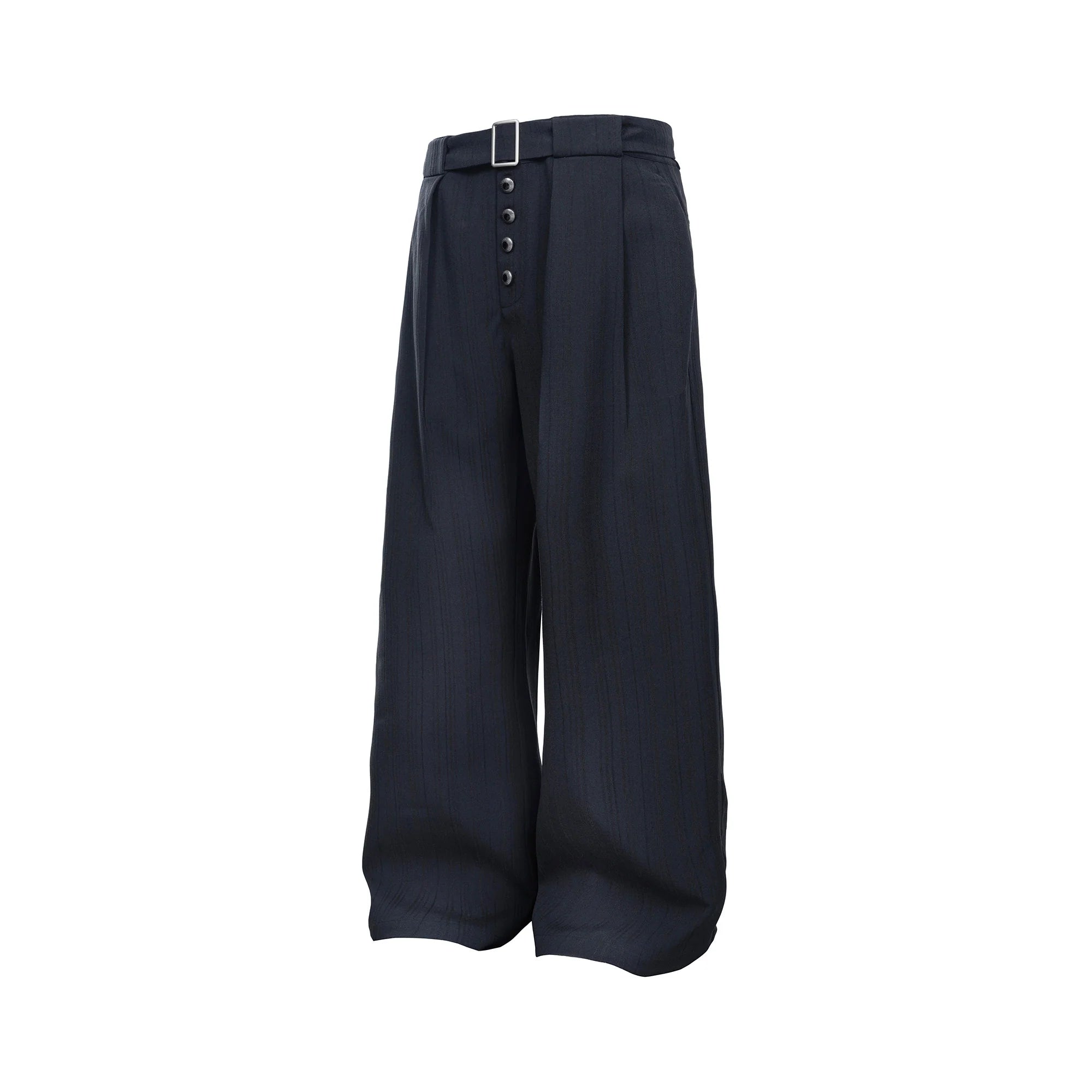 CATSSTAC Button-Closure Striped Double-Pleat Trousers