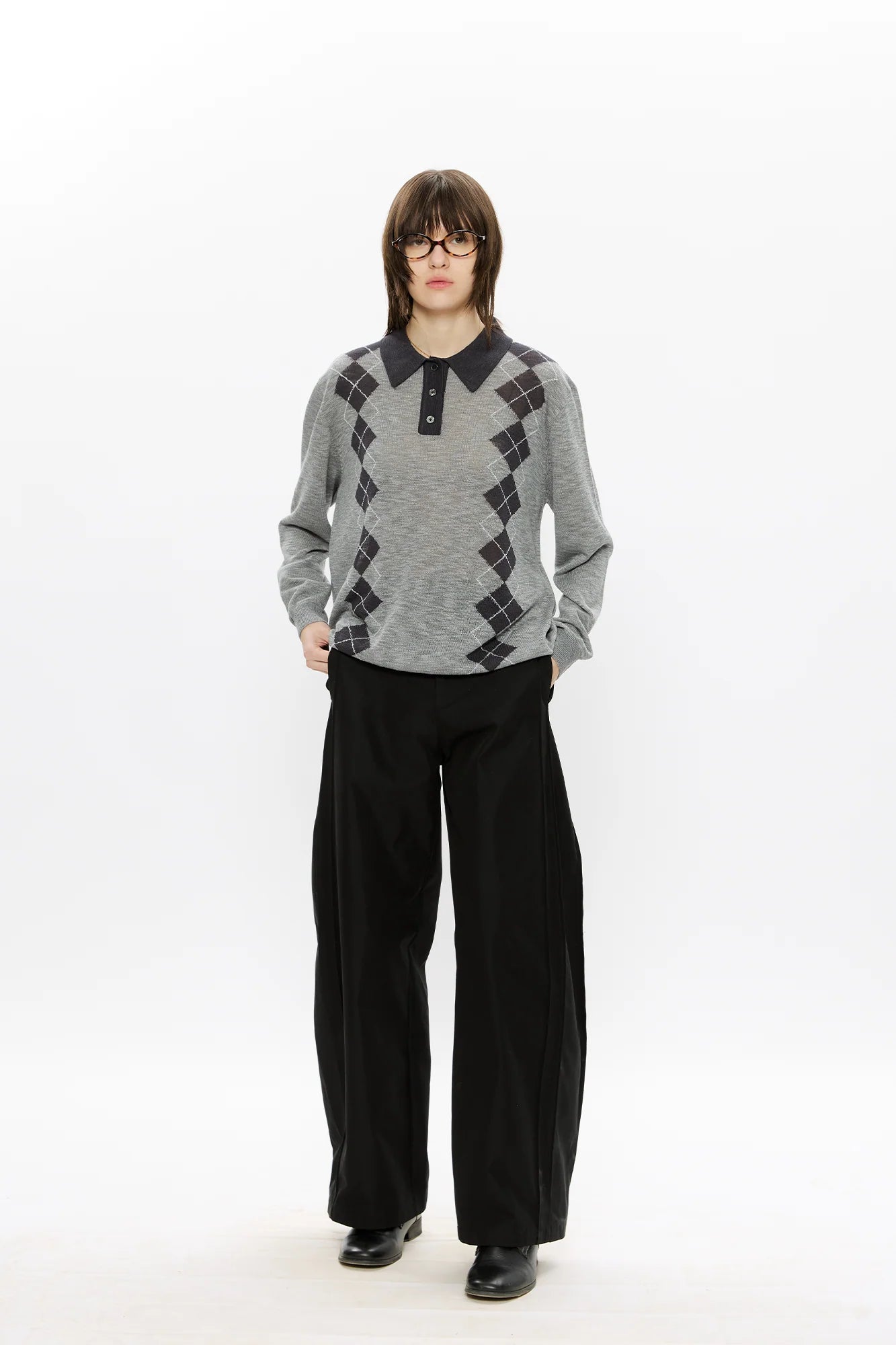 KREATE Retro Argyle Polo Sweater