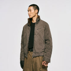 CATSSTAC Faux Fur Lining Washed Jacket