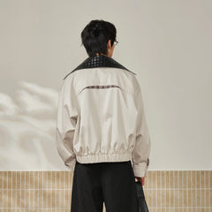 MOITIEDEPETALE Convertible Collar & Hood Plaid Pocket Jacket