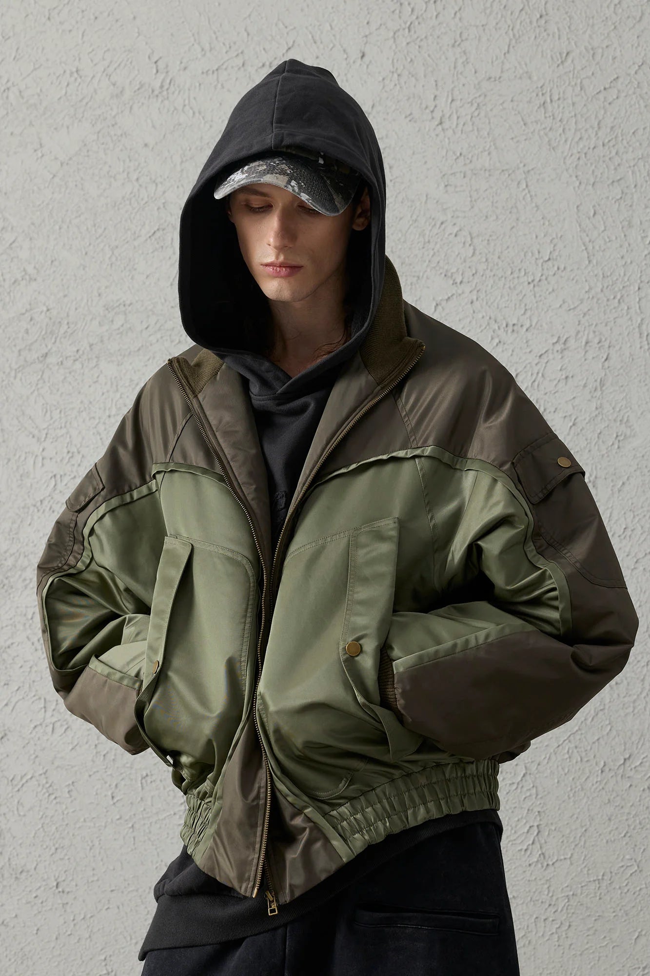 ORGANIC EMOTION Deconstructed MA-1 Down Bomber Jacket