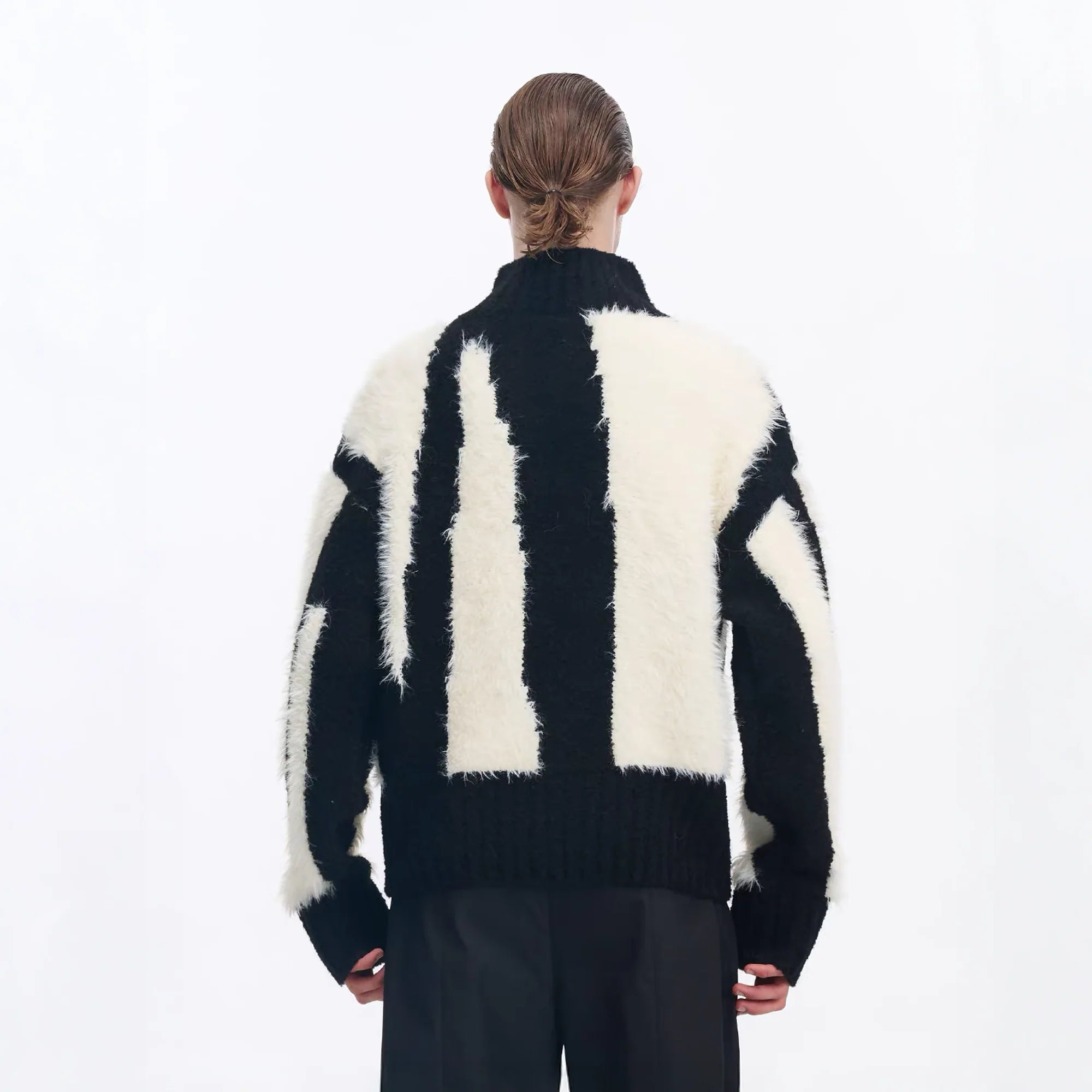TIWILLTANG Fuzzy Faux-Mink Contrast Sweater
