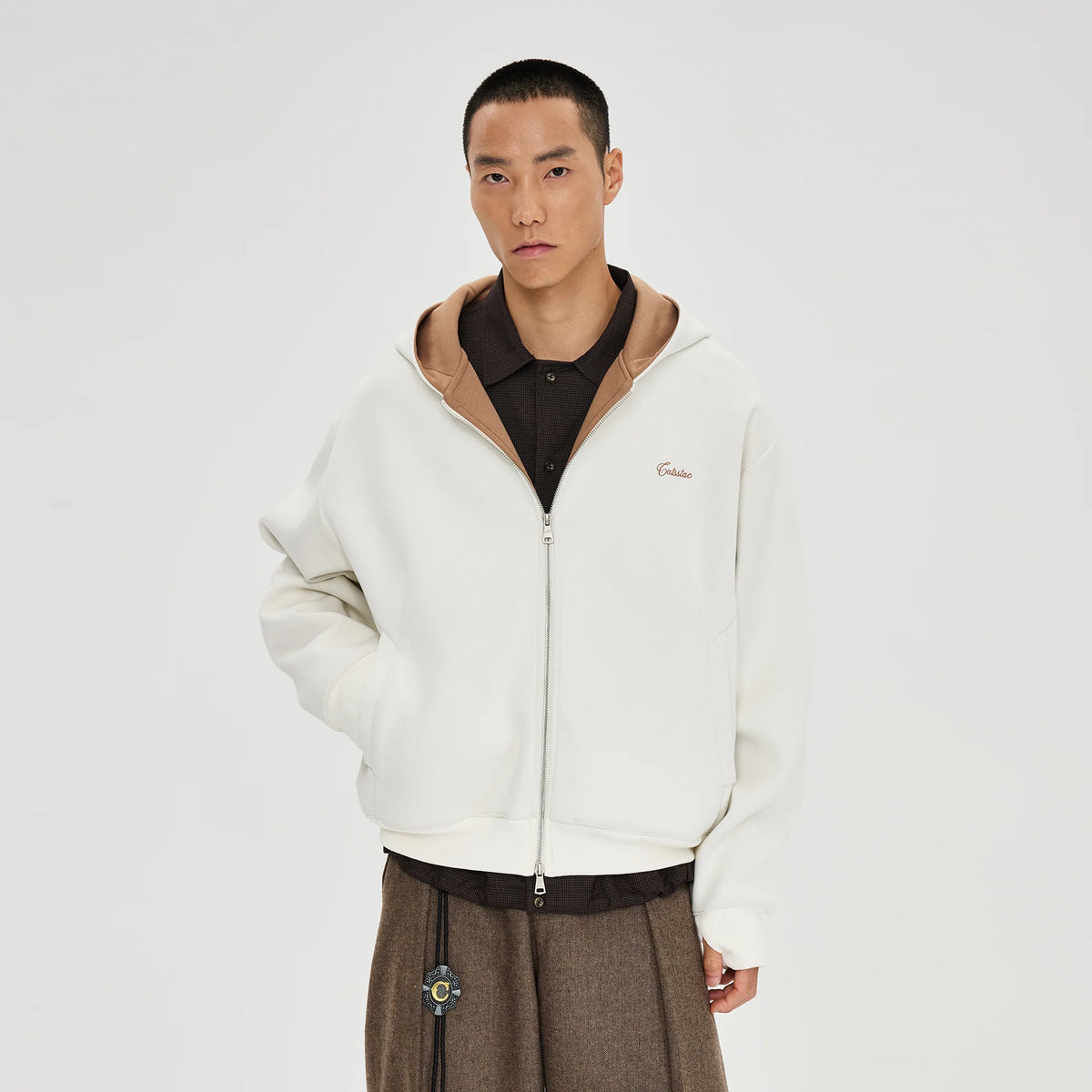 CATSSTAC Essential Embroidered LOGO Zip-Up Hoodie