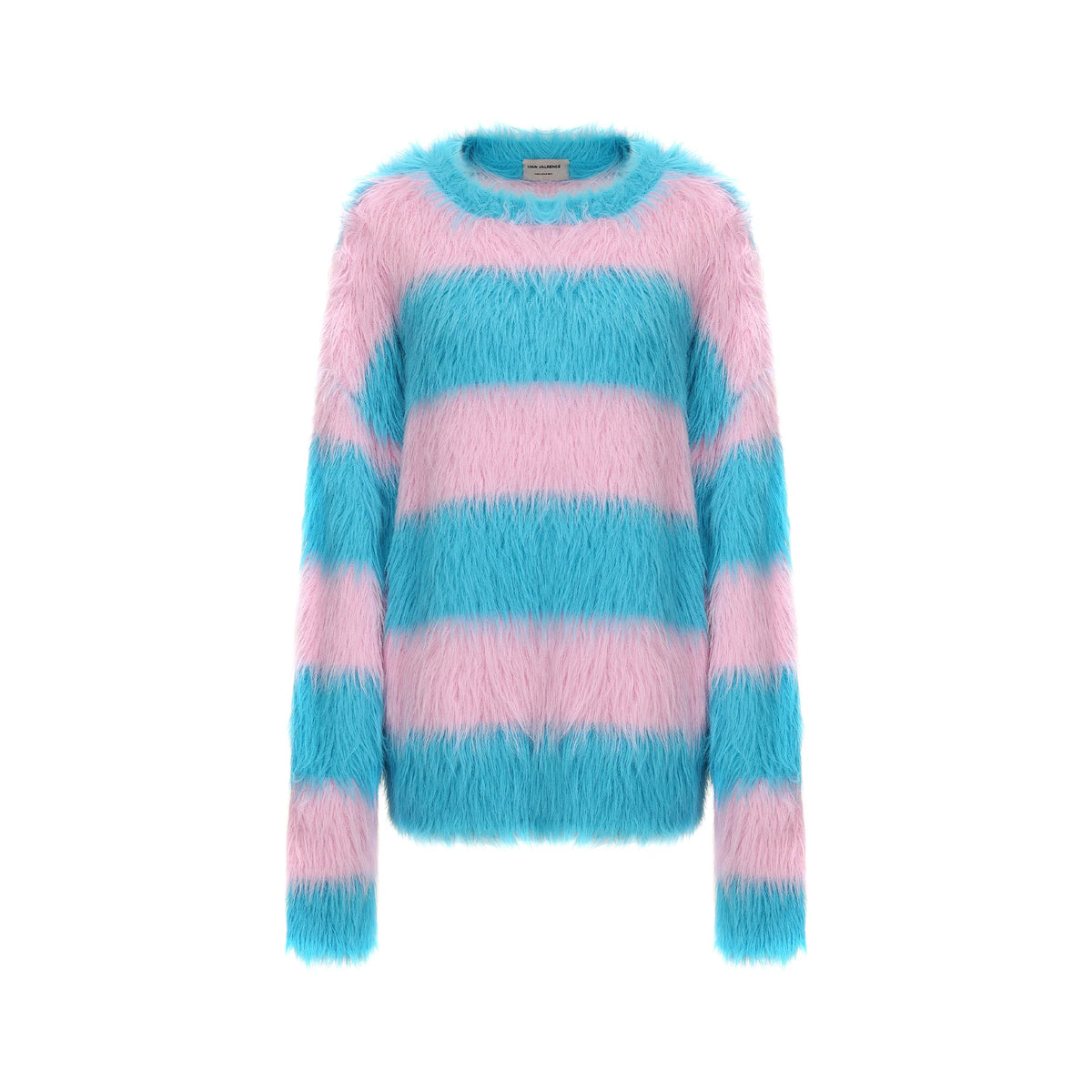 VANN VALRENCE Contrast Candy Stripe Fuzzy Sweater