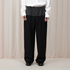 OUYANG WENJUN Contrast Spliced Elastic-Waist Trousers