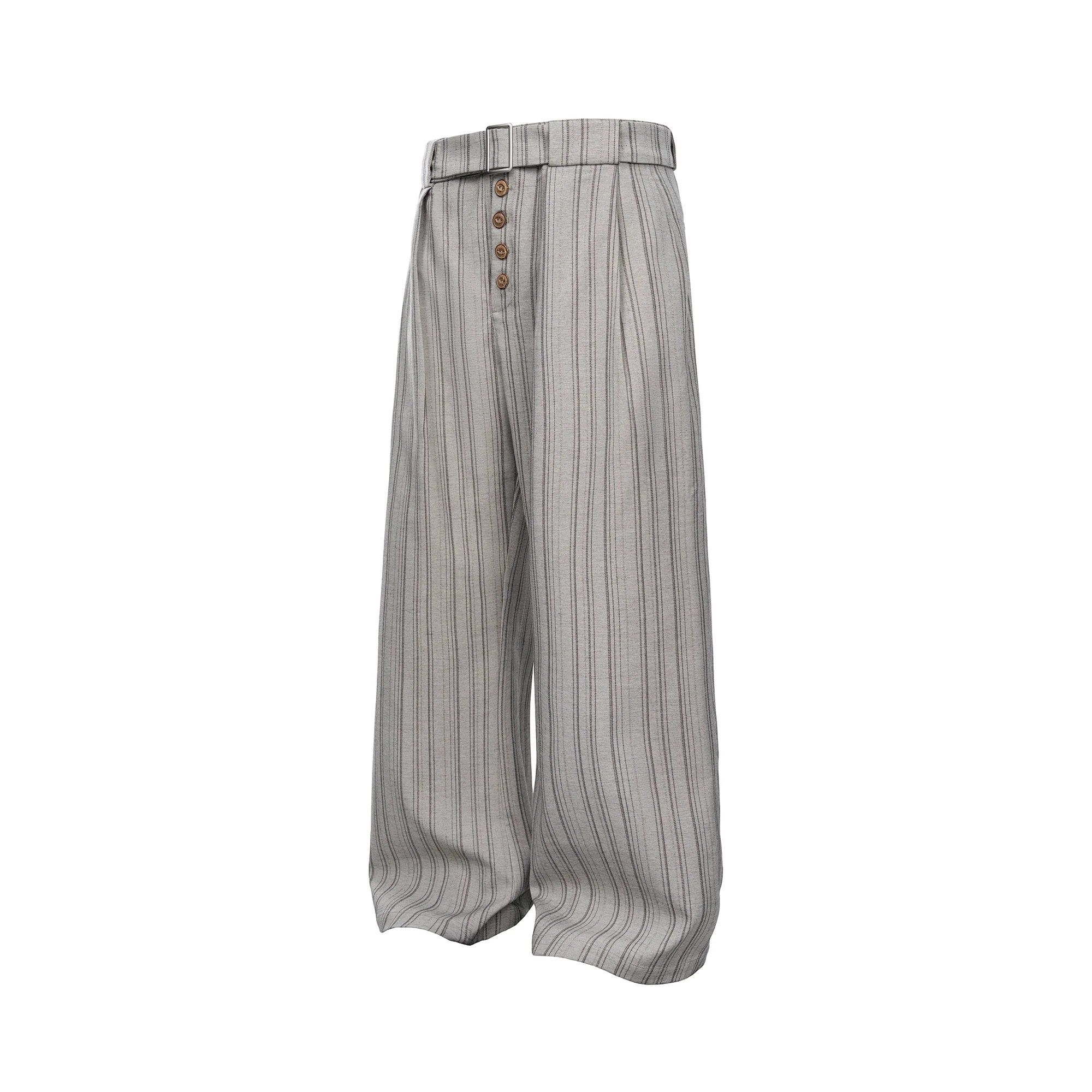 CATSSTAC Button-Closure Striped Double-Pleat Trousers