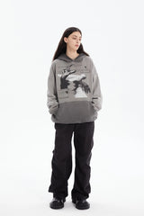ERROR CODE ROBOT Graphic Faded Oversized Hoodie