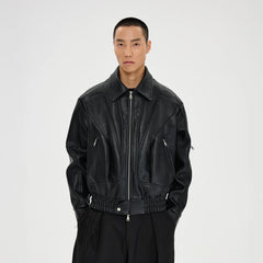 CATSSTAC Paneled Grain PU Utility Jacket