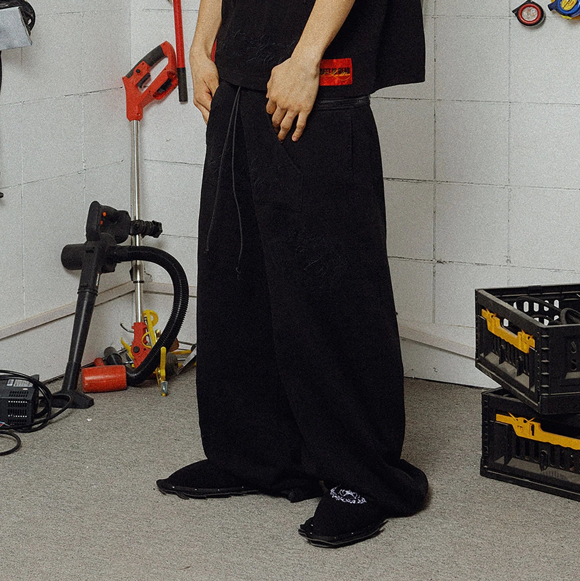 FVVO Distressed Embroidered Drawstring Sweatpants