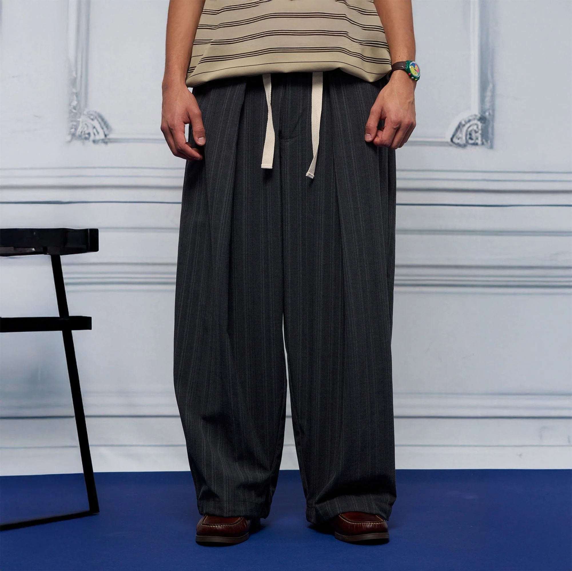 UNLIMITED MOTE Pleated Drawstring Wide-Leg Pants