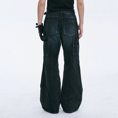 CATSSTAC Distressed Double-Knee Carpenter Straight-Leg Jeans Black