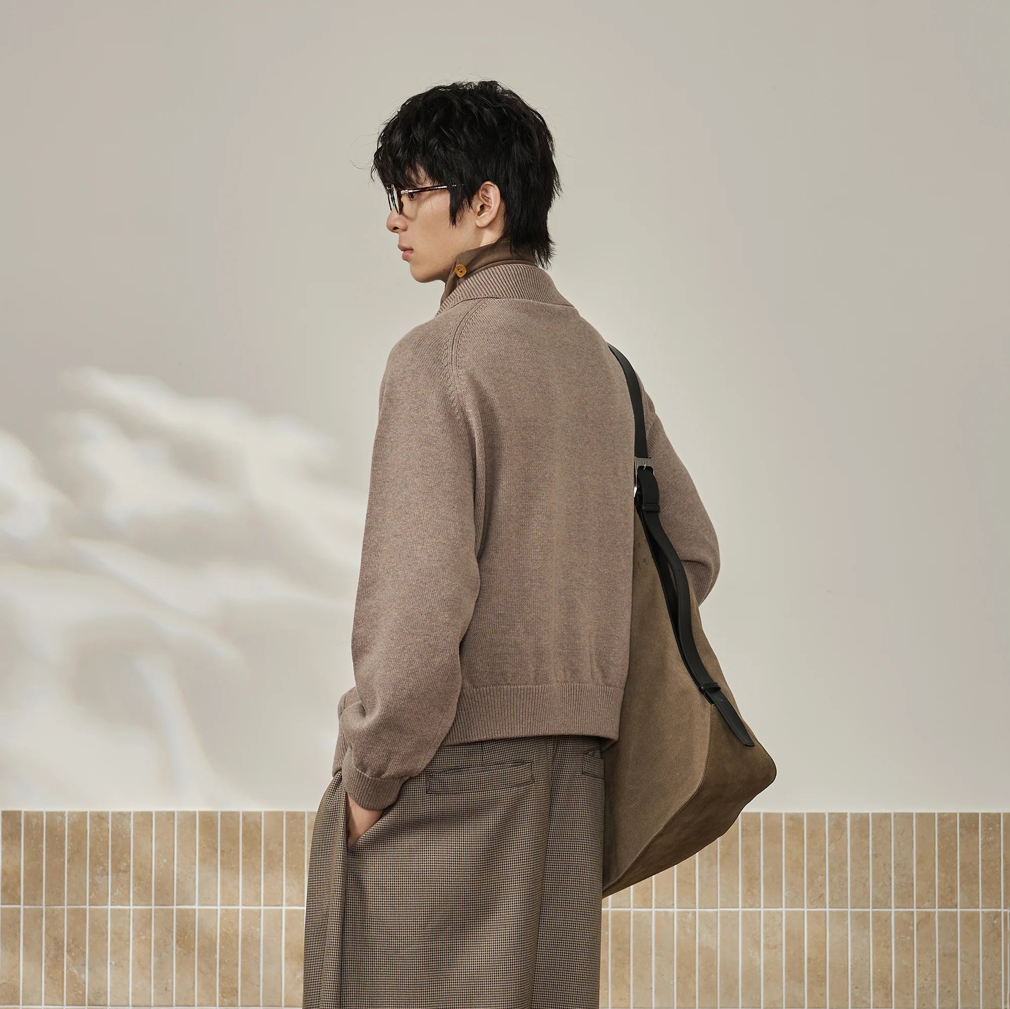 MOITIEDEPETALE Modern Cable-Knit Zip-Up Cardigan