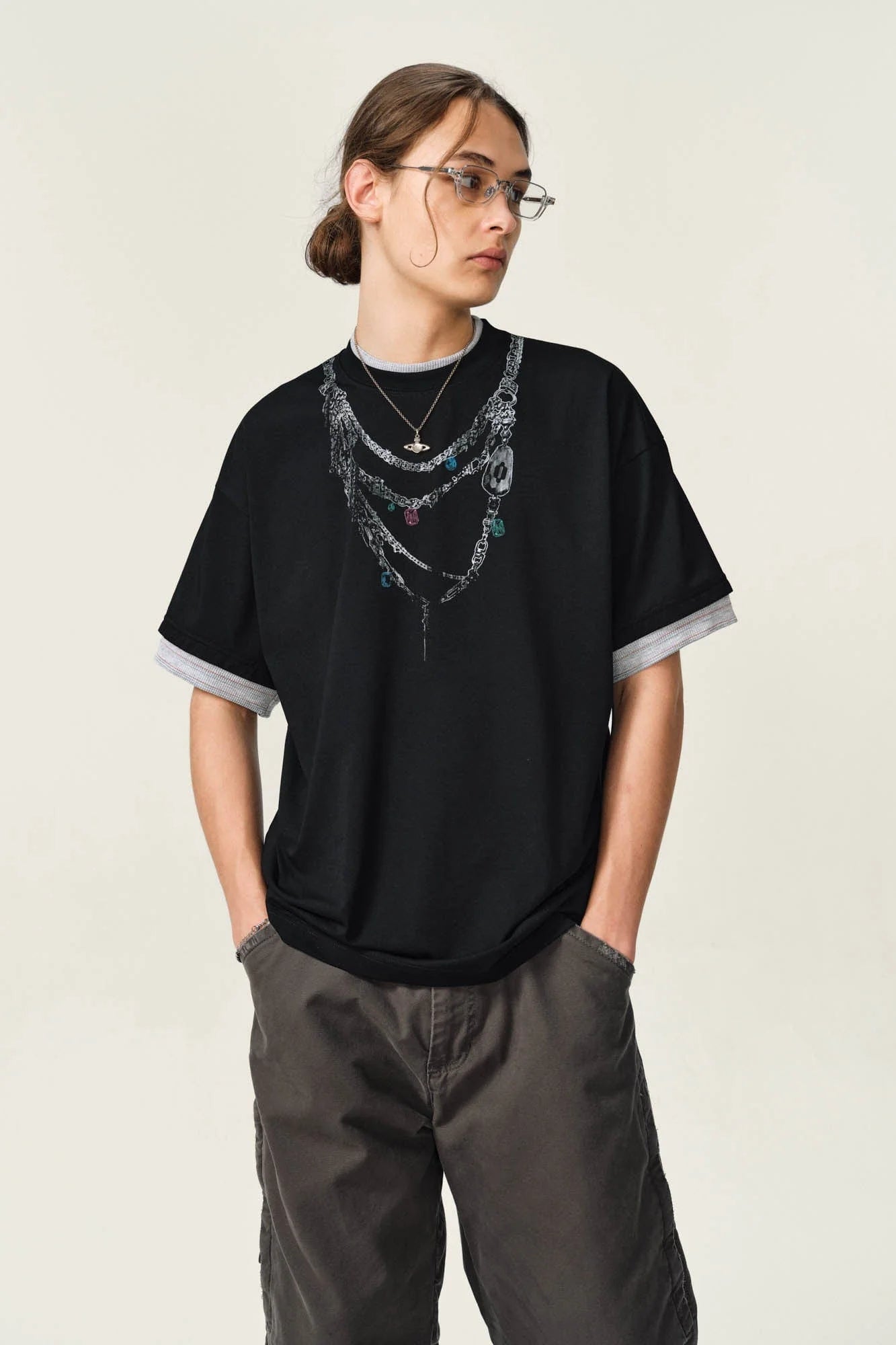 OVDY Chain Graphic Layered Sorona T-Shirt