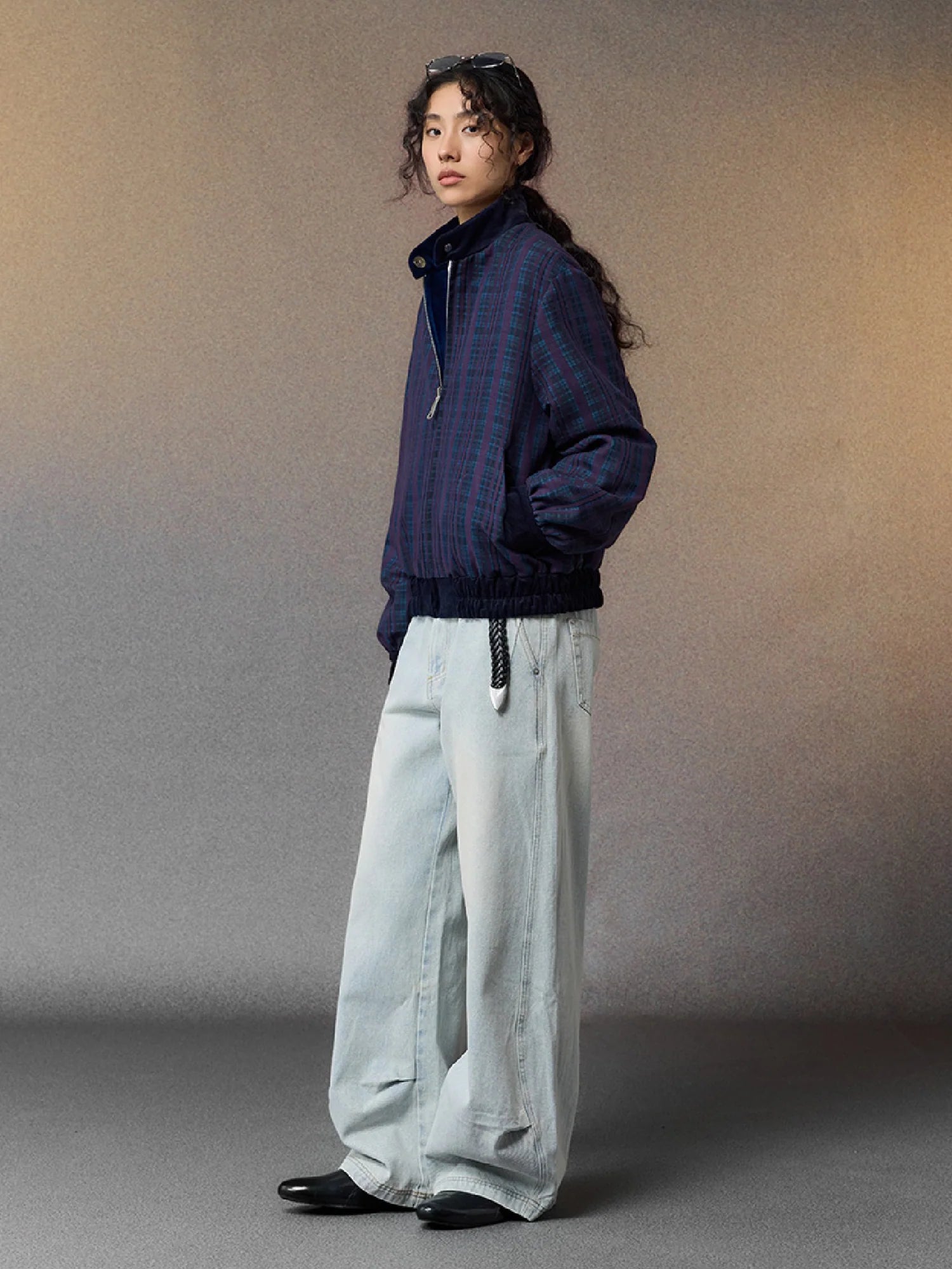 ALVNG AR ANTS Reversible Velvet  Plaid Jacket