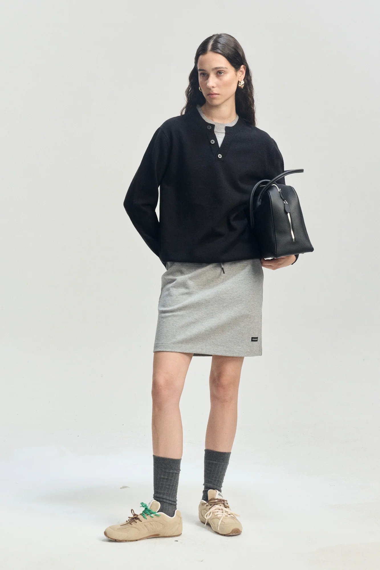 LEONSENSE Faux-Layered Henley Sweater